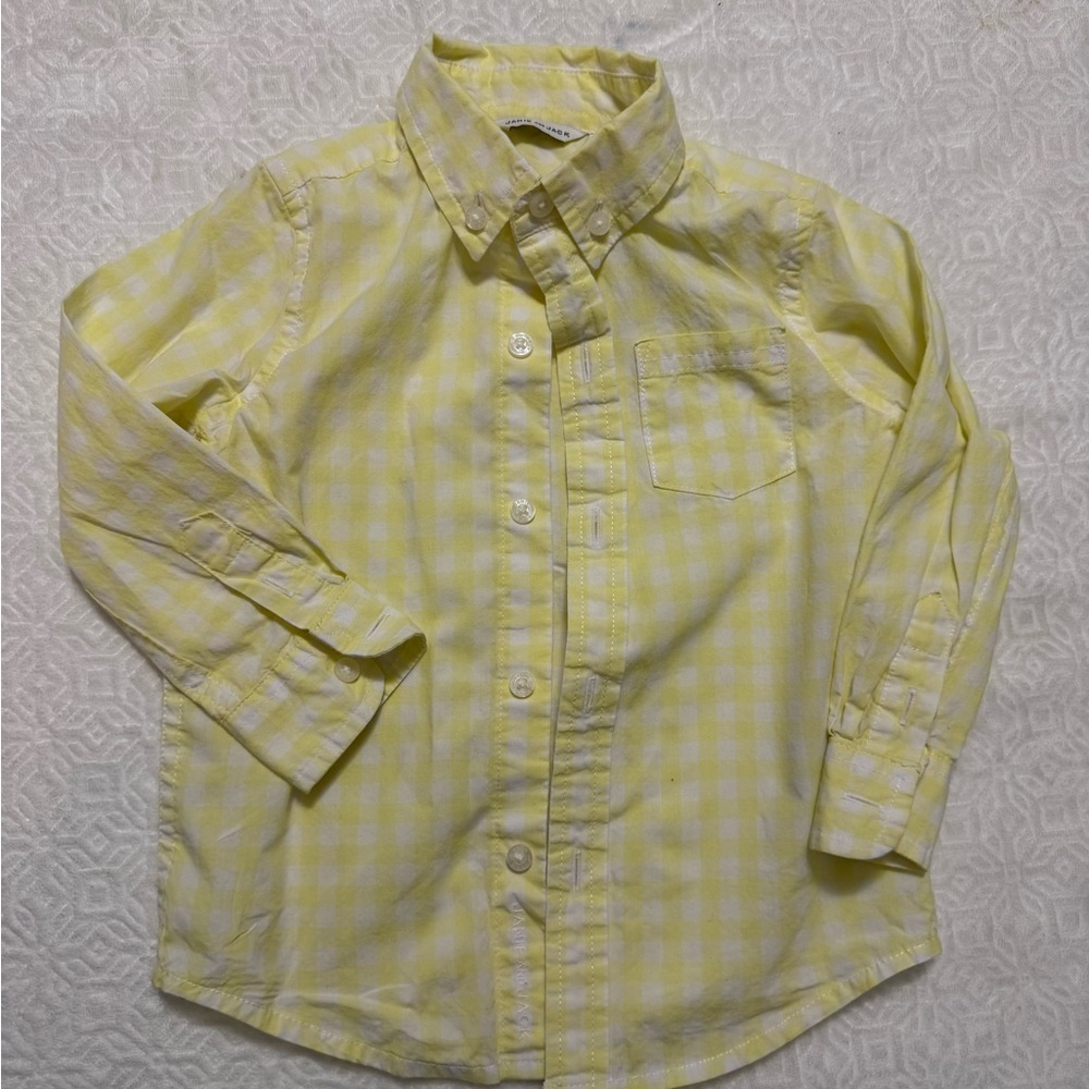 Yellow Gingham Cotton Button-Down Shirt for Kids